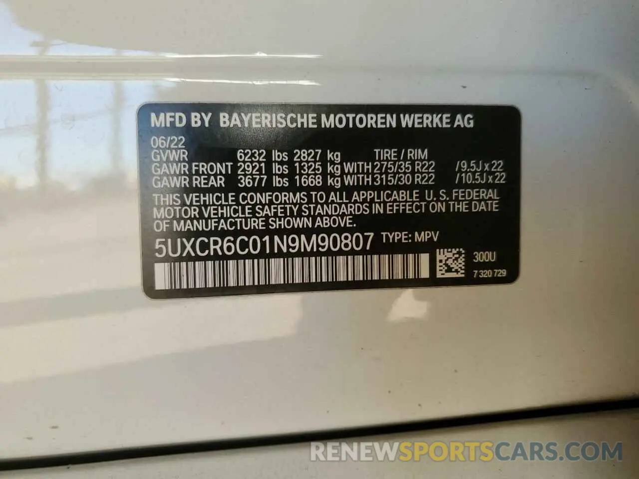 13 Photograph of a damaged car 5UXCR6C01N9M90807 BMW X5 2022