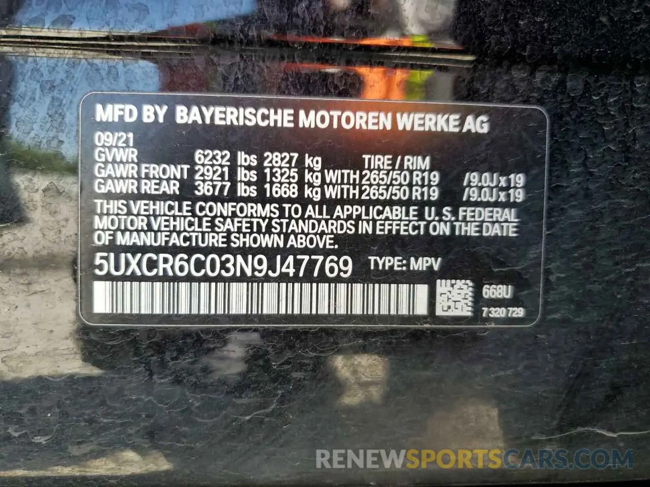 13 Photograph of a damaged car 5UXCR6C03N9J47769 BMW X5 2022