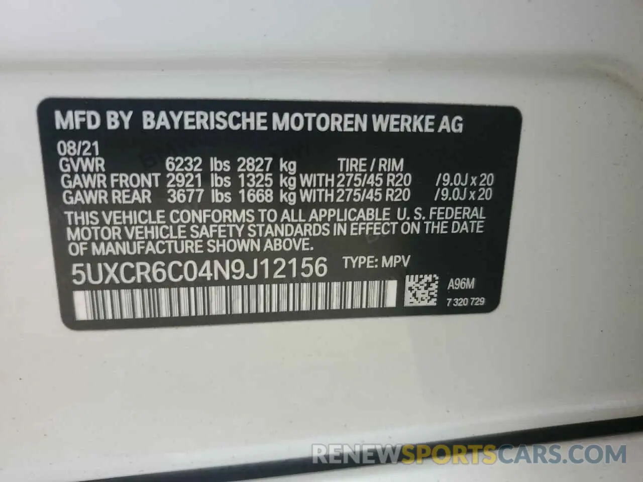 13 Photograph of a damaged car 5UXCR6C04N9J12156 BMW X5 2022
