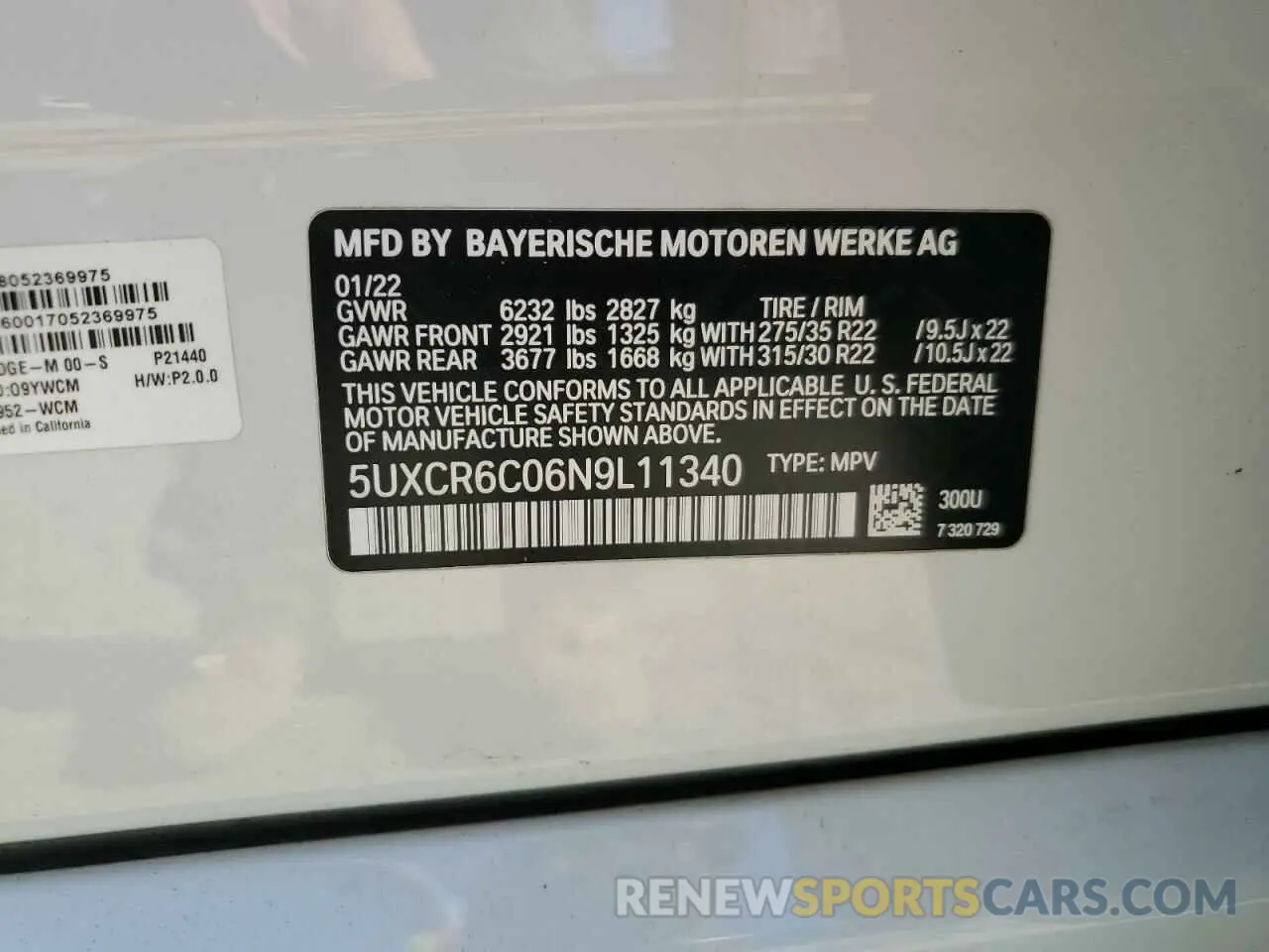 13 Photograph of a damaged car 5UXCR6C06N9L11340 BMW X5 2022
