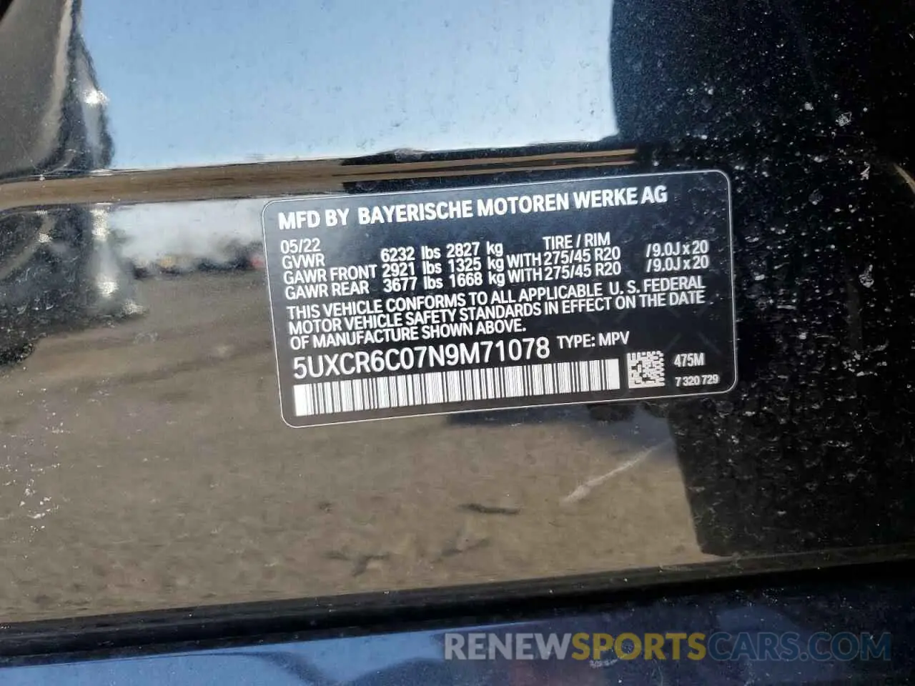 13 Photograph of a damaged car 5UXCR6C07N9M71078 BMW X5 2022
