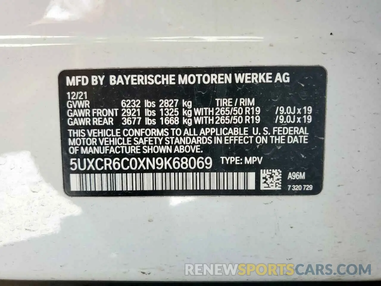 13 Photograph of a damaged car 5UXCR6C0XN9K68069 BMW X5 2022