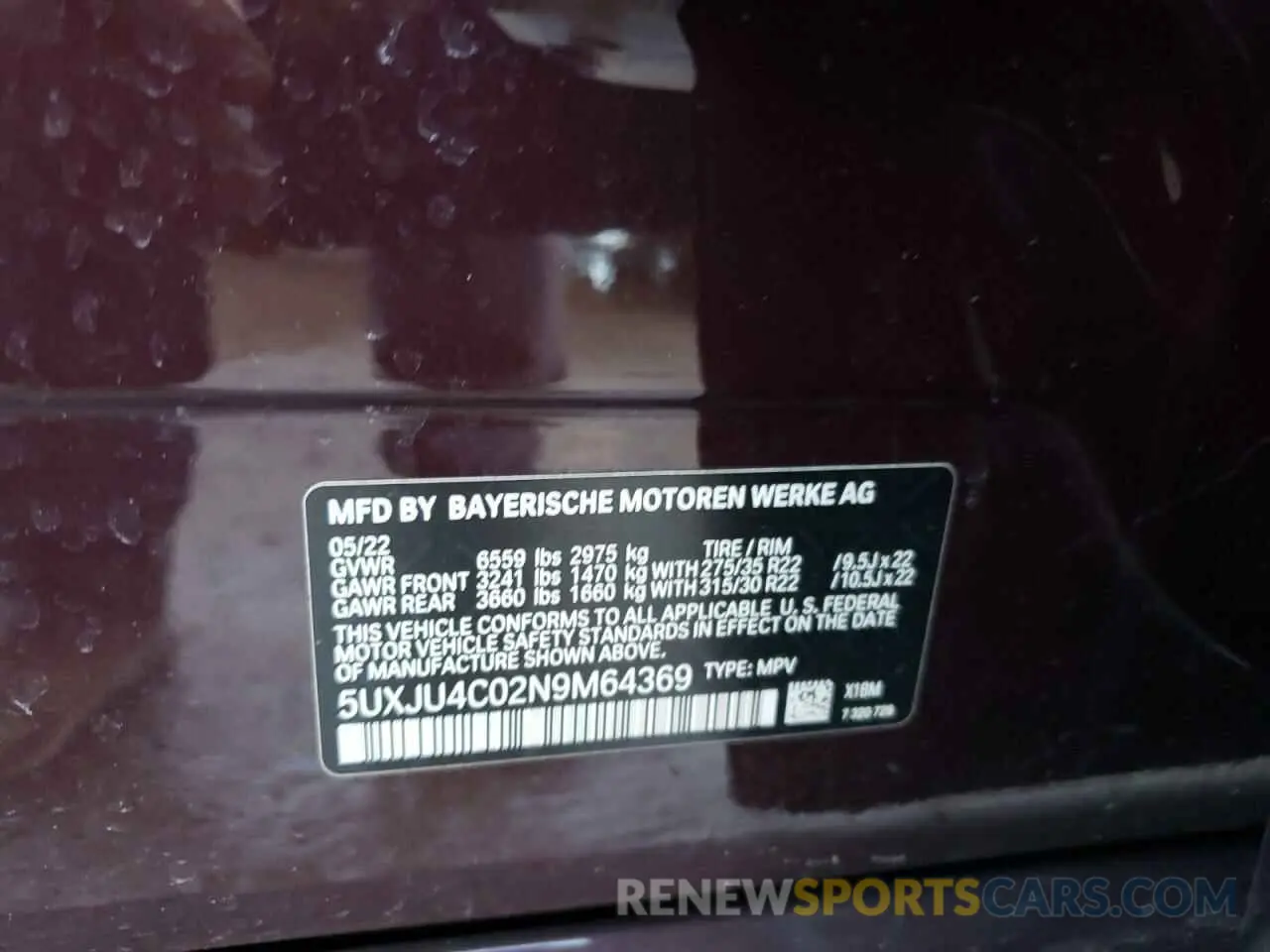 13 Photograph of a damaged car 5UXJU4C02N9M64369 BMW X5 2022