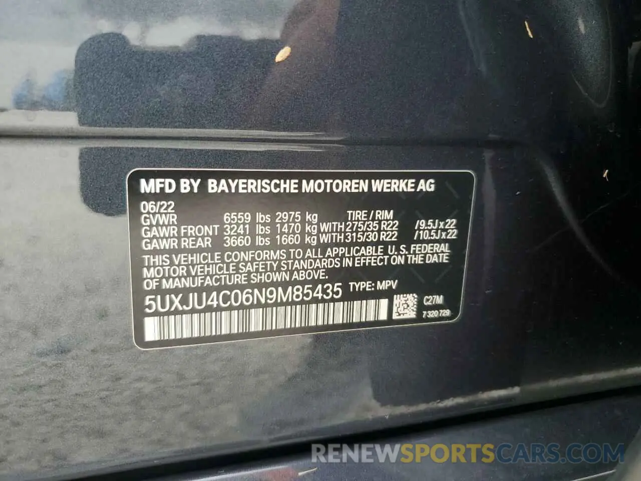 14 Photograph of a damaged car 5UXJU4C06N9M85435 BMW X5 2022