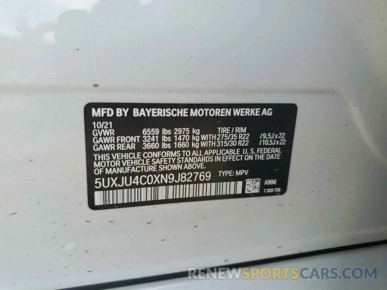 14 Photograph of a damaged car 5UXJU4C0XN9J82769 BMW X5 2022
