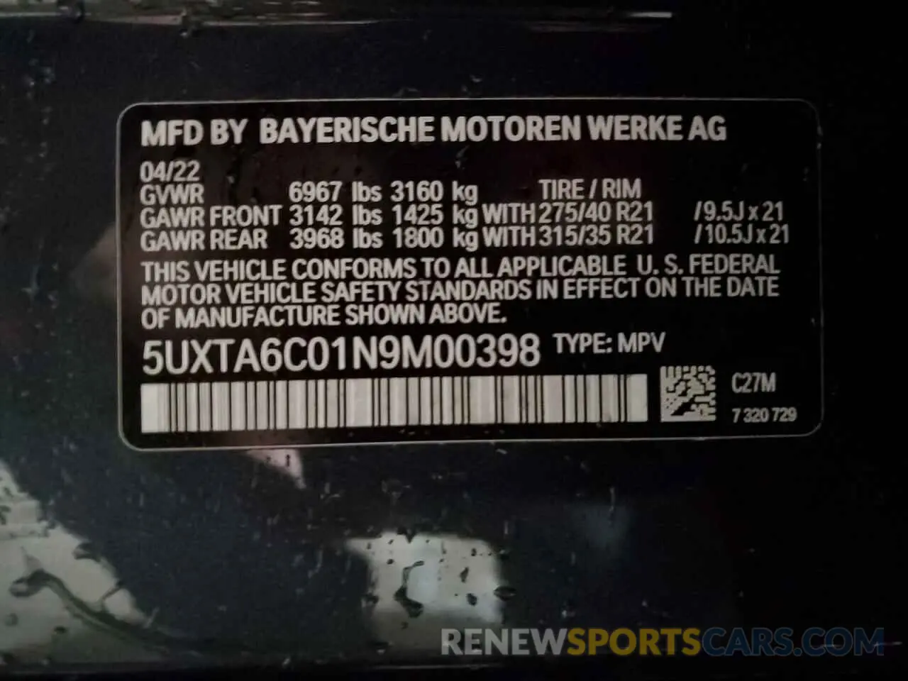 13 Photograph of a damaged car 5UXTA6C01N9M00398 BMW X5 2022