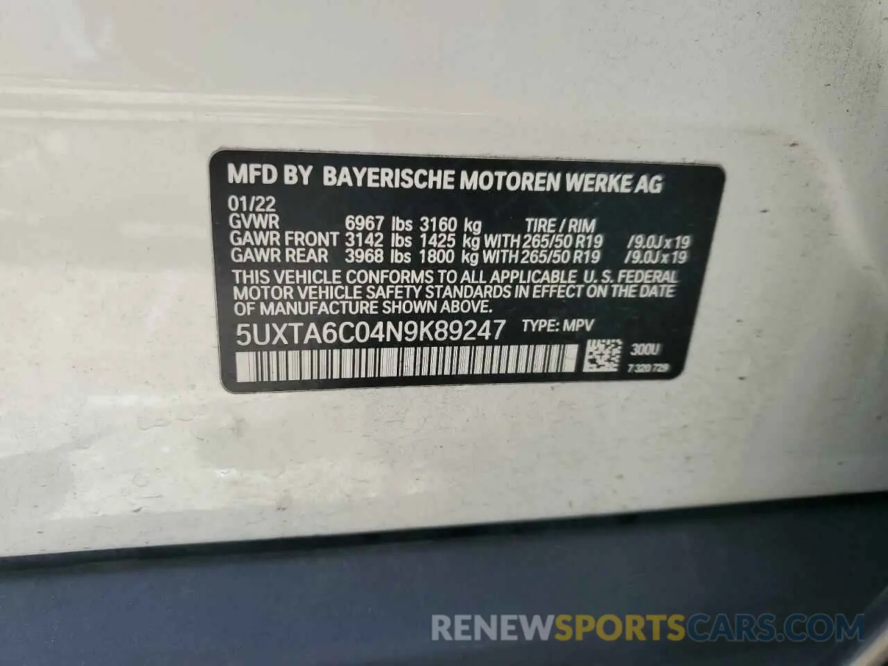 14 Photograph of a damaged car 5UXTA6C04N9K89247 BMW X5 2022