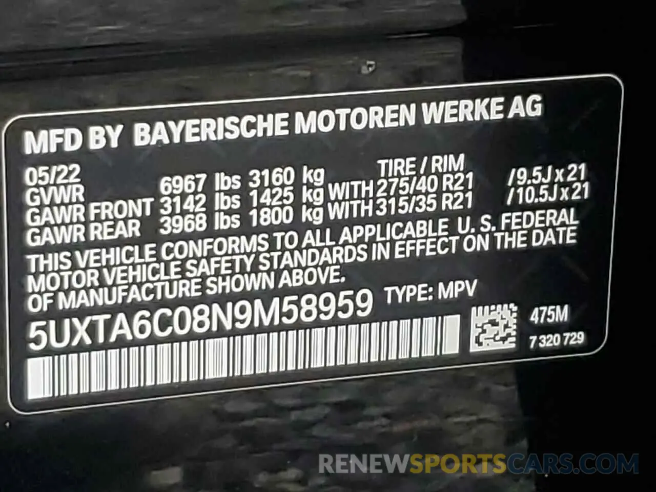 14 Photograph of a damaged car 5UXTA6C08N9M58959 BMW X5 2022