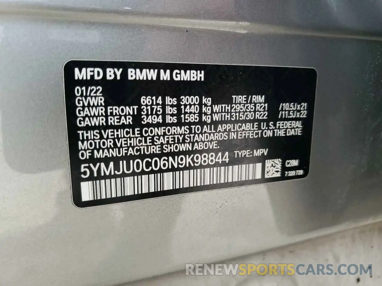 13 Photograph of a damaged car 5YMJU0C06N9K98844 BMW X5 2022