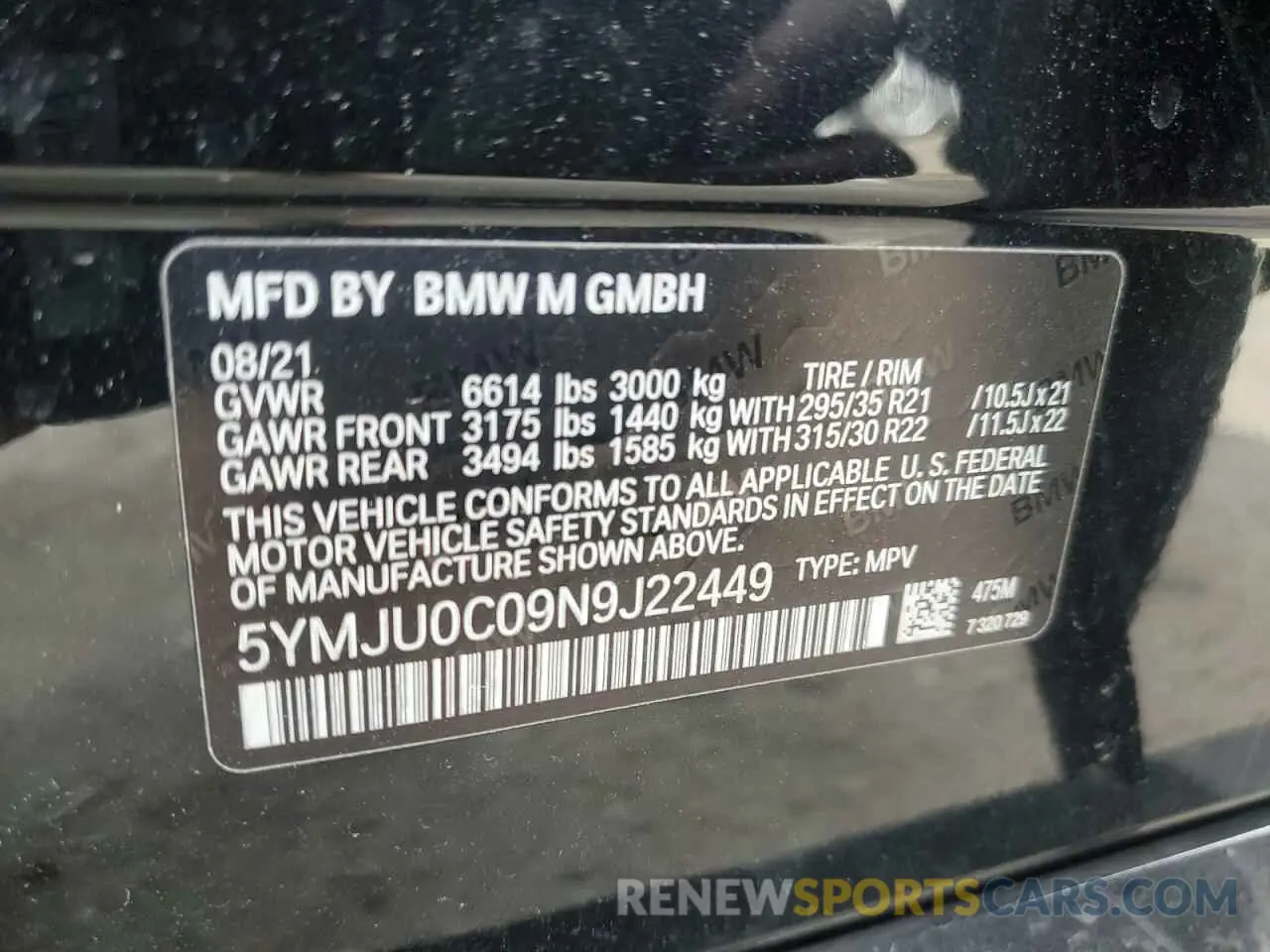 14 Photograph of a damaged car 5YMJU0C09N9J22449 BMW X5 2022