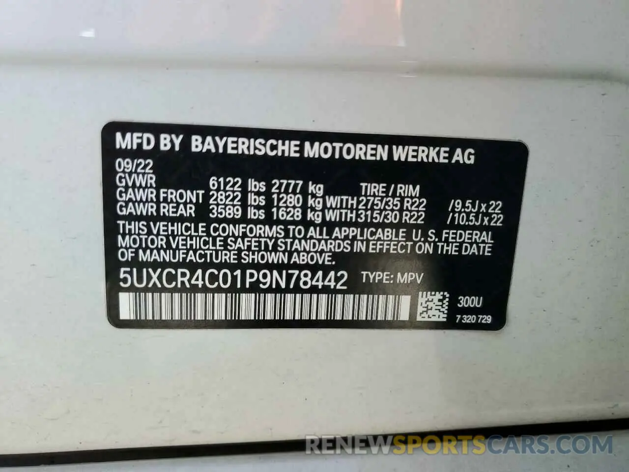 14 Photograph of a damaged car 5UXCR4C01P9N78442 BMW X5 2023