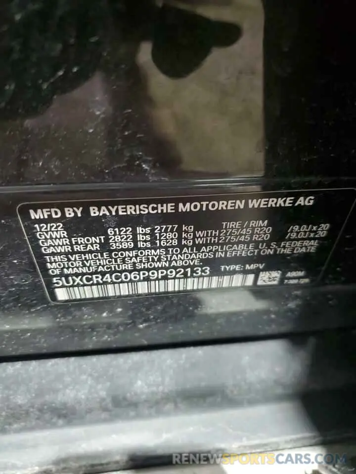 13 Photograph of a damaged car 5UXCR4C06P9P92133 BMW X5 2023