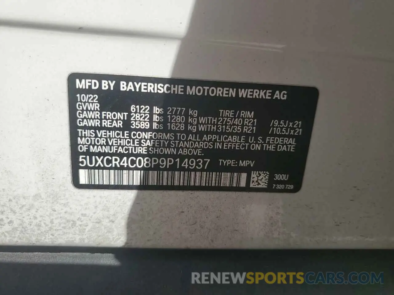 14 Photograph of a damaged car 5UXCR4C08P9P14937 BMW X5 2023
