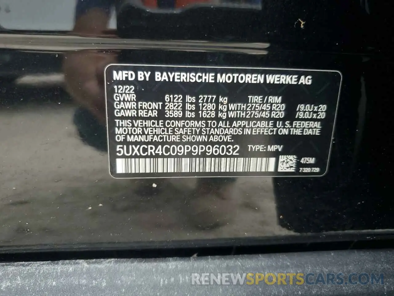 13 Photograph of a damaged car 5UXCR4C09P9P96032 BMW X5 2023