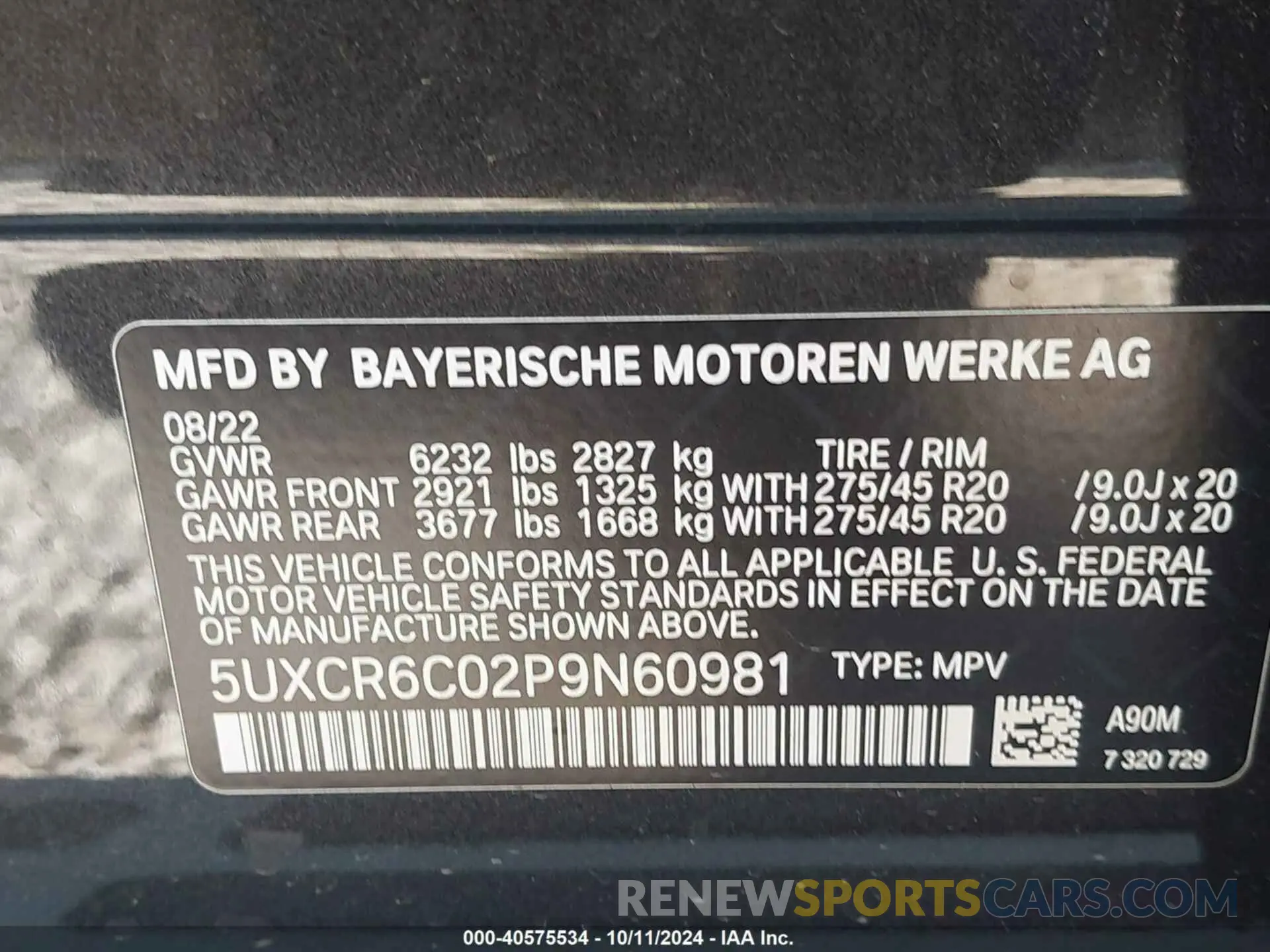 9 Photograph of a damaged car 5UXCR6C02P9N60981 BMW X5 2023