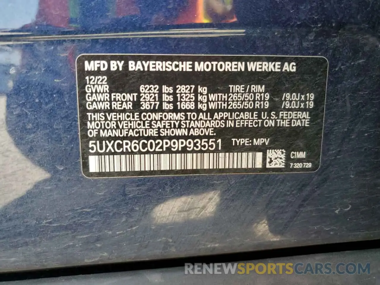 13 Photograph of a damaged car 5UXCR6C02P9P93551 BMW X5 2023