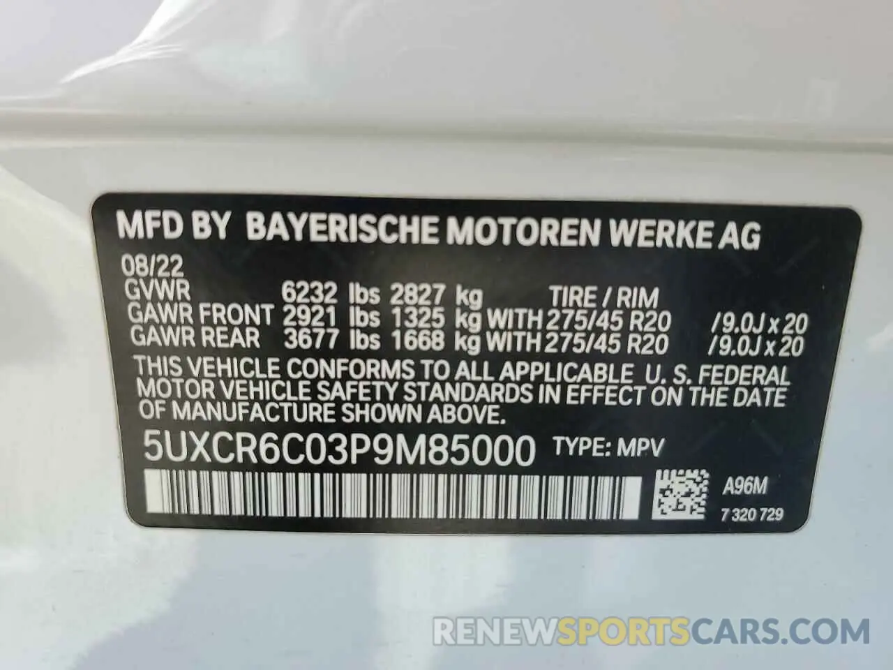 13 Photograph of a damaged car 5UXCR6C03P9M85000 BMW X5 2023