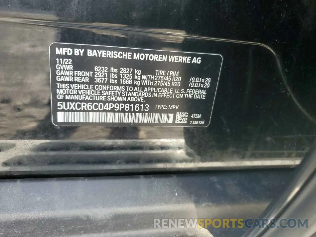 12 Photograph of a damaged car 5UXCR6C04P9P81613 BMW X5 2023