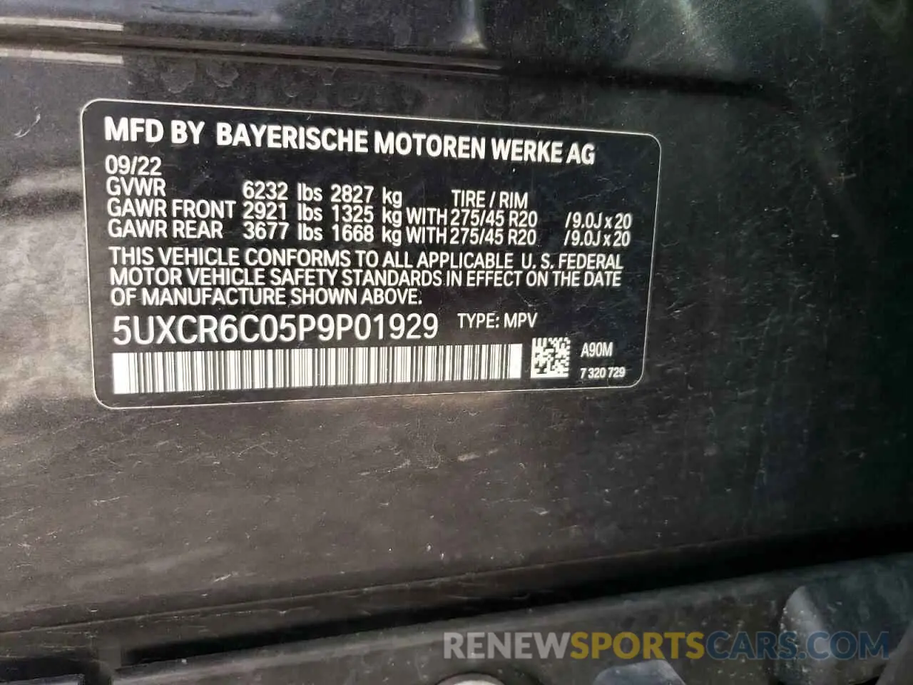15 Photograph of a damaged car 5UXCR6C05P9P01929 BMW X5 2023