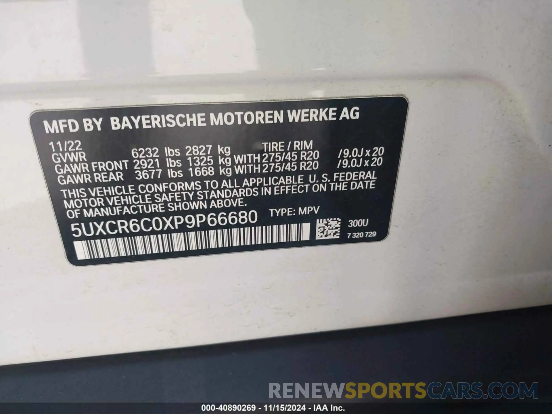 9 Photograph of a damaged car 5UXCR6C0XP9P66680 BMW X5 2023