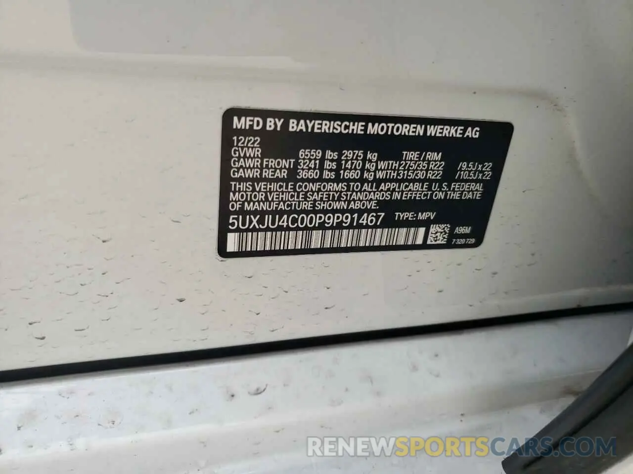 13 Photograph of a damaged car 5UXJU4C00P9P91467 BMW X5 2023