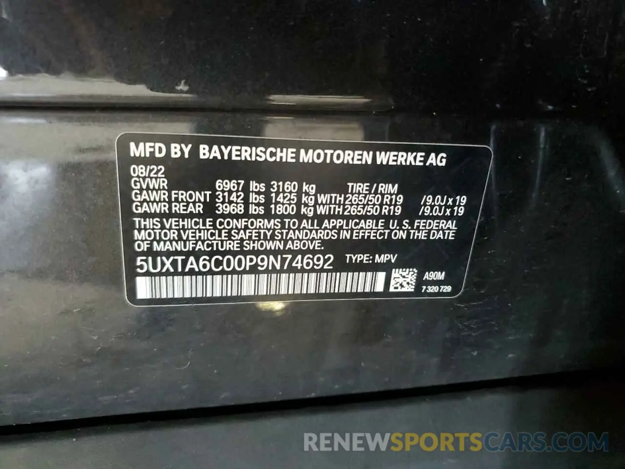 12 Photograph of a damaged car 5UXTA6C00P9N74692 BMW X5 2023