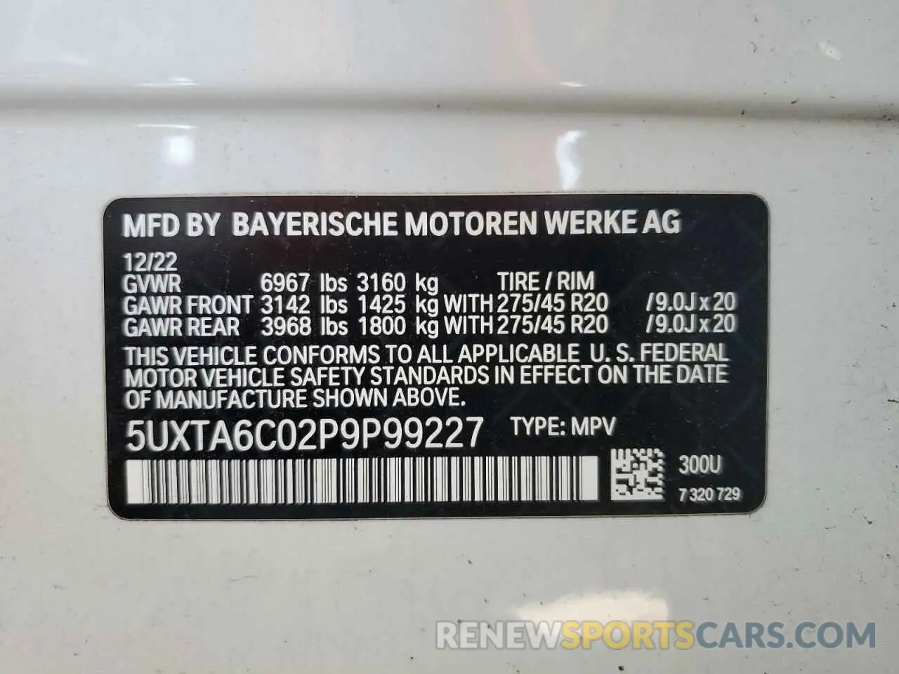 16 Photograph of a damaged car 5UXTA6C02P9P99227 BMW X5 2023