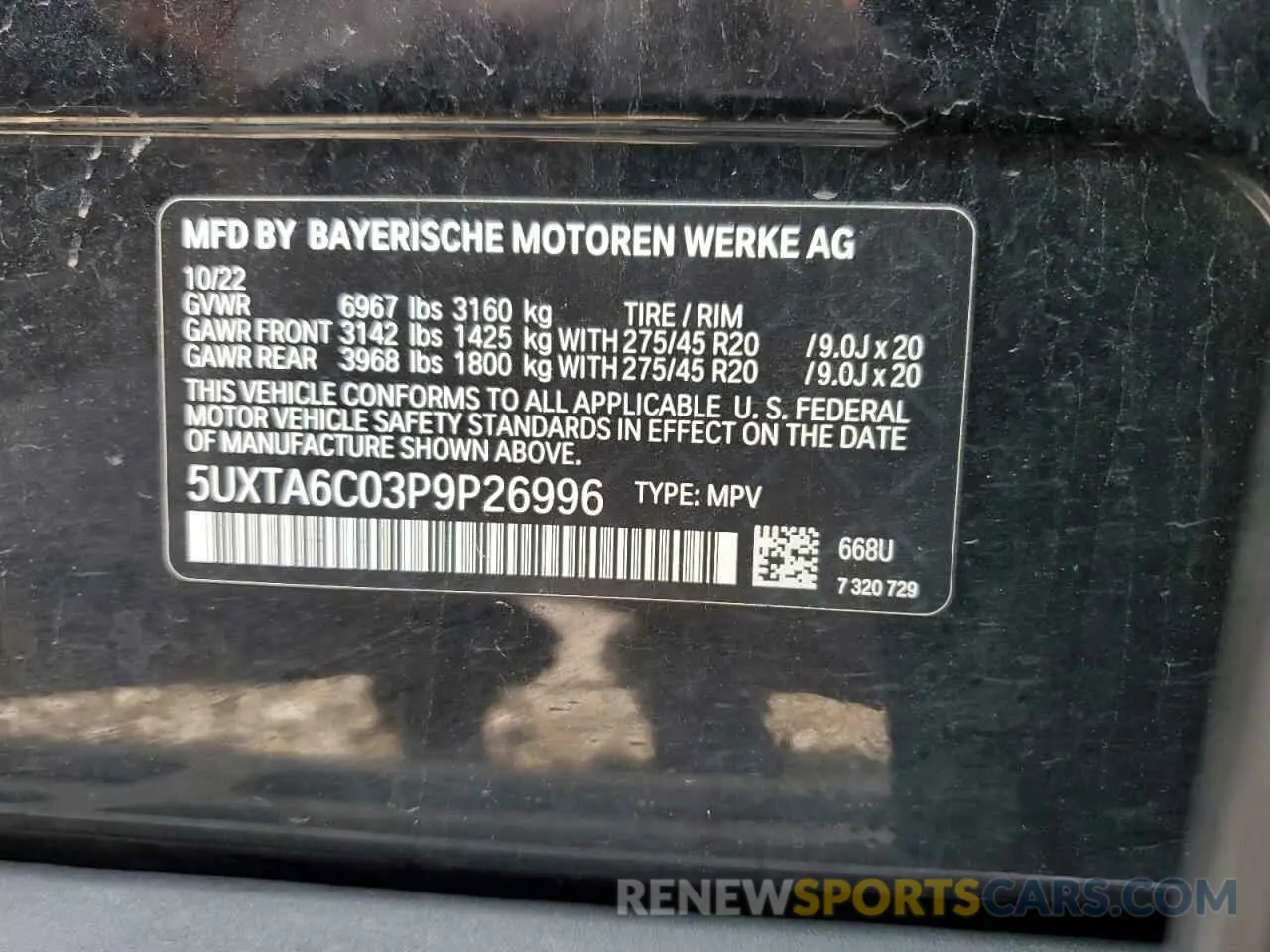 13 Photograph of a damaged car 5UXTA6C03P9P26996 BMW X5 2023