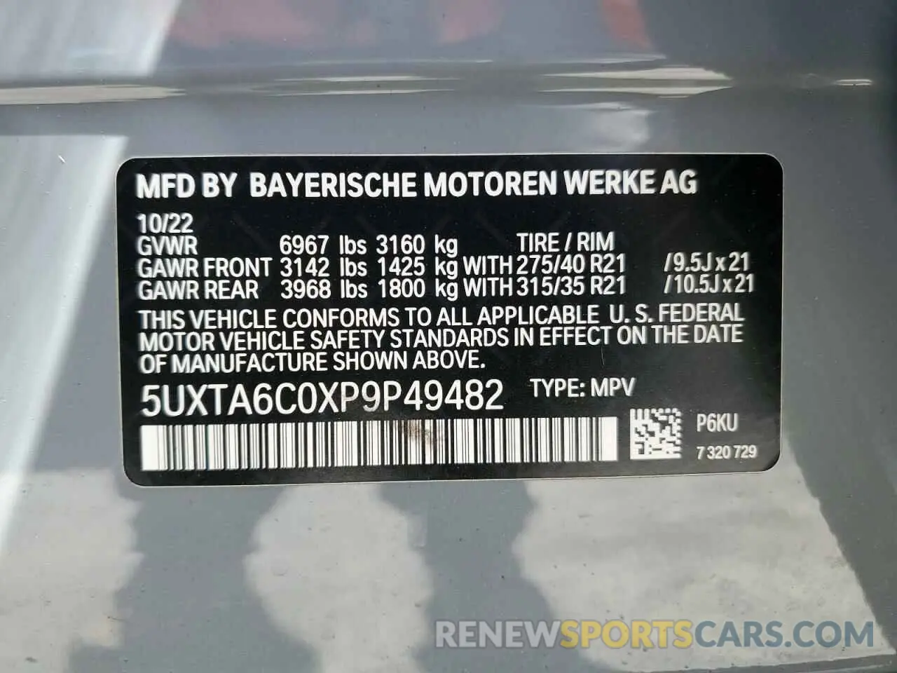 13 Photograph of a damaged car 5UXTA6C0XP9P49482 BMW X5 2023