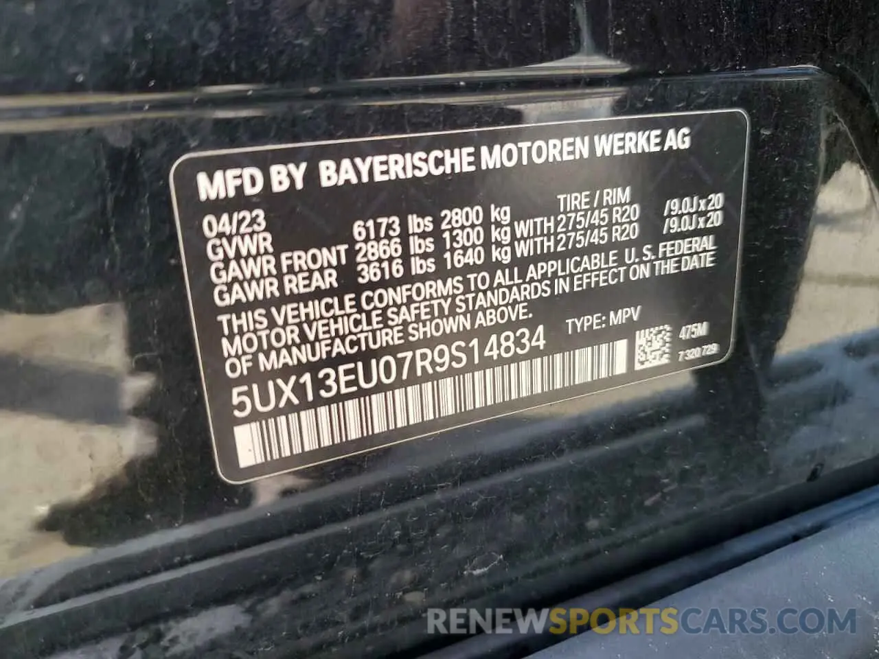 13 Photograph of a damaged car 5UX13EU07R9S14834 BMW X5 2024
