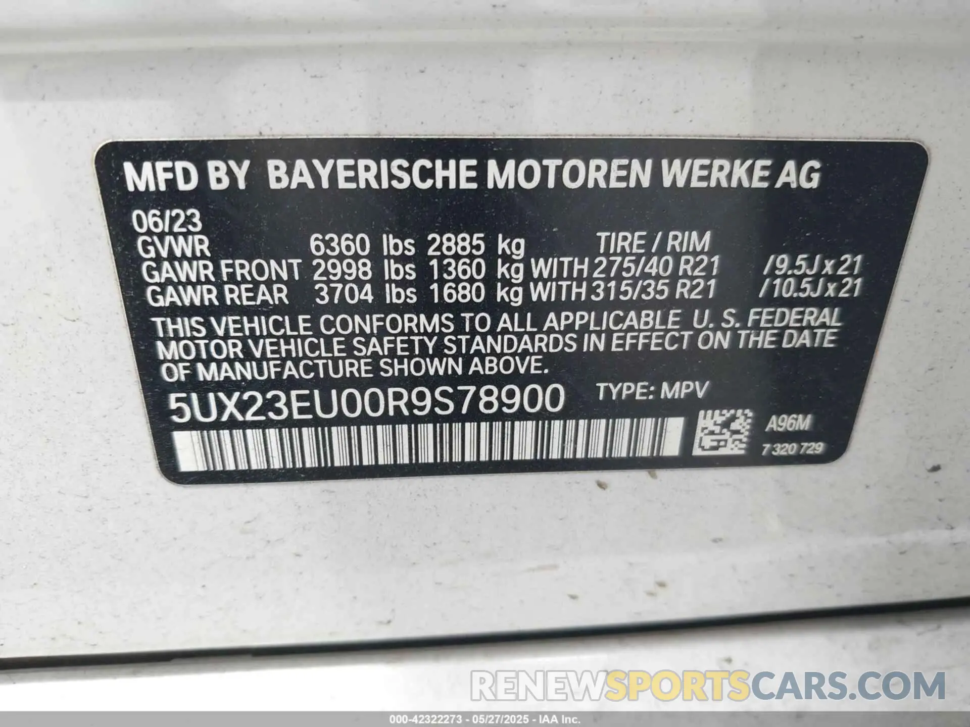 9 Photograph of a damaged car 5UX23EU00R9S78900 BMW X5 2024