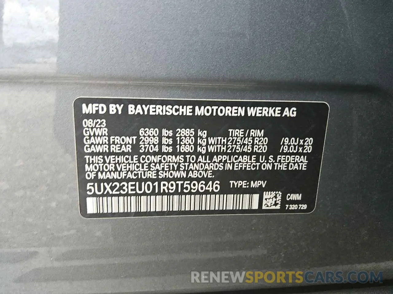 8 Photograph of a damaged car 5UX23EU01R9T59646 BMW X5 2024