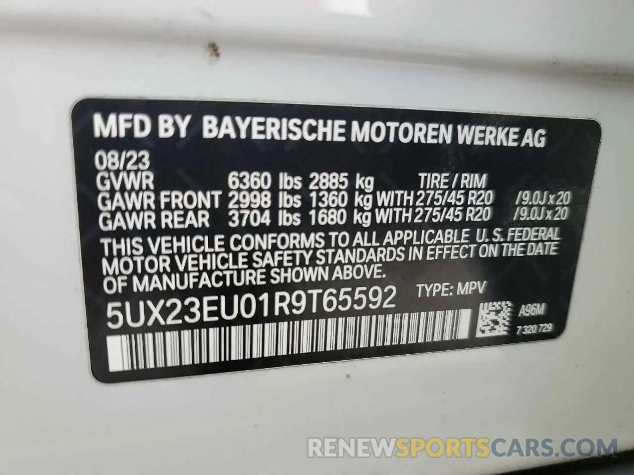 13 Photograph of a damaged car 5UX23EU01R9T65592 BMW X5 2024
