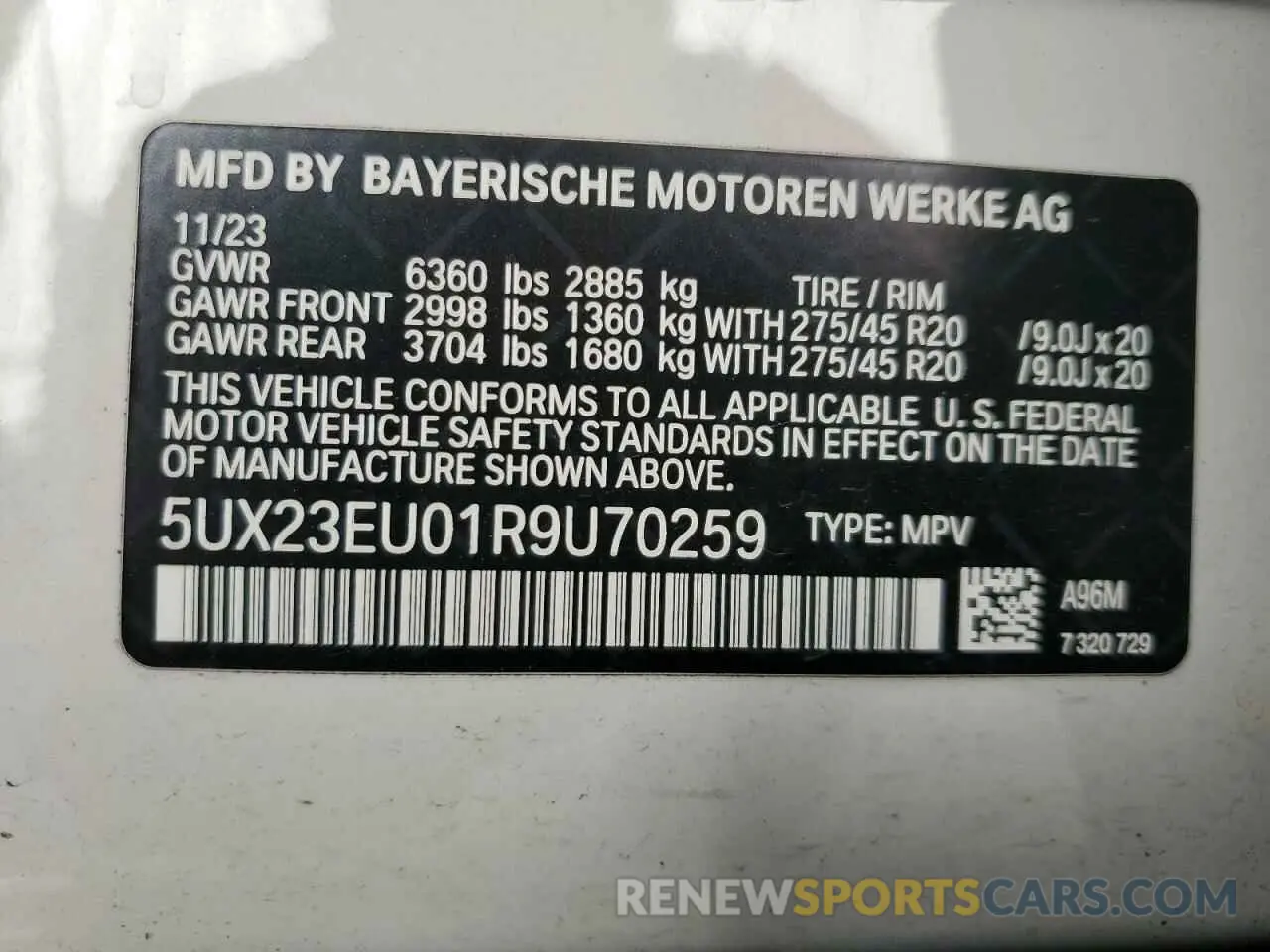 14 Photograph of a damaged car 5UX23EU01R9U70259 BMW X5 2024