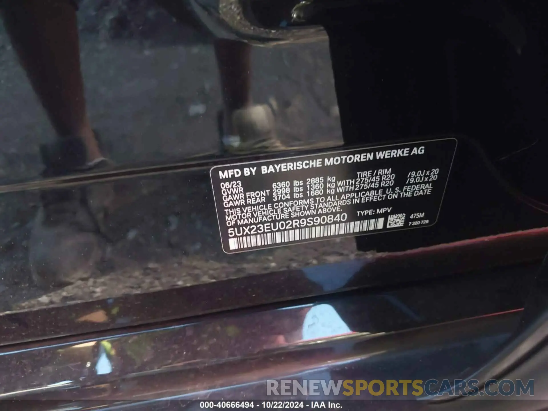 9 Photograph of a damaged car 5UX23EU02R9S90840 BMW X5 2024