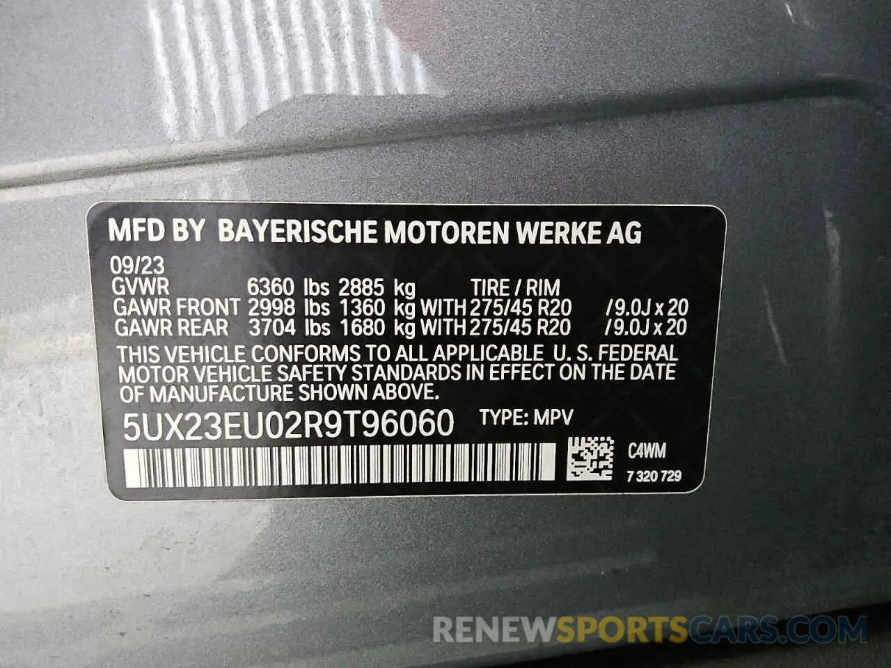 13 Photograph of a damaged car 5UX23EU02R9T96060 BMW X5 2024