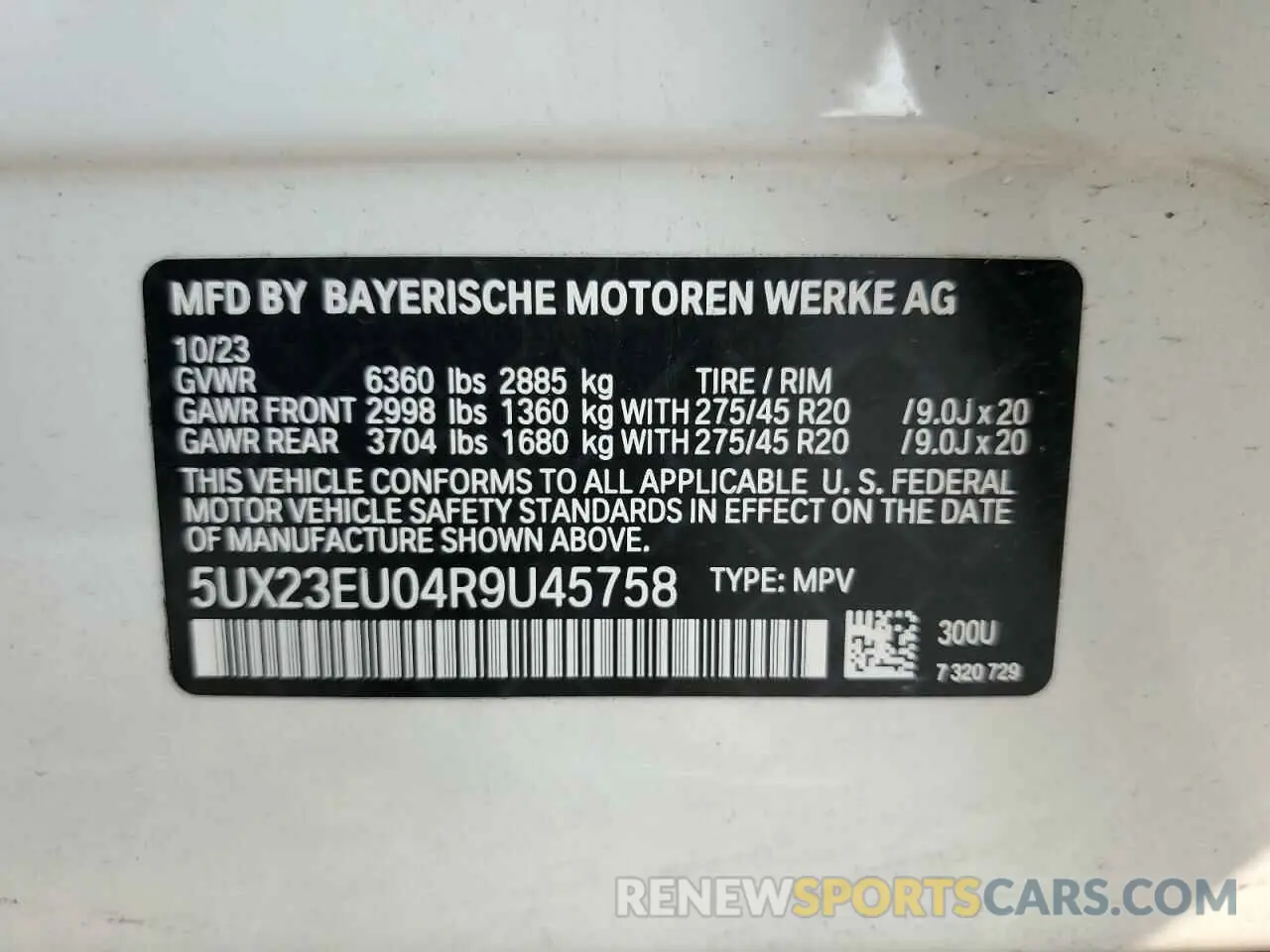 13 Photograph of a damaged car 5UX23EU04R9U45758 BMW X5 2024