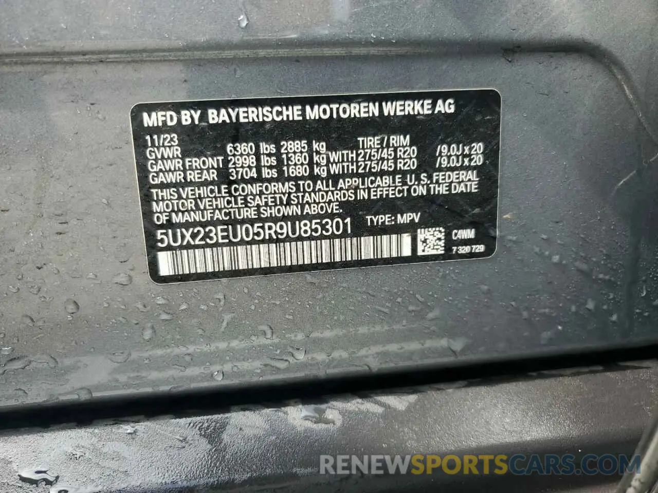 13 Photograph of a damaged car 5UX23EU05R9U85301 BMW X5 2024