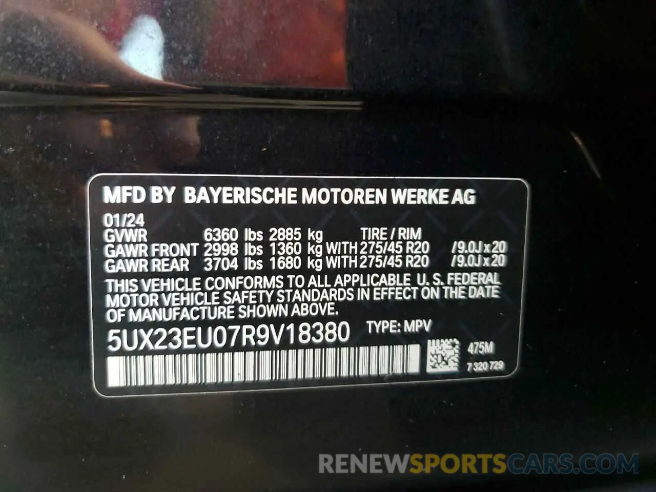 14 Photograph of a damaged car 5UX23EU07R9V18380 BMW X5 2024