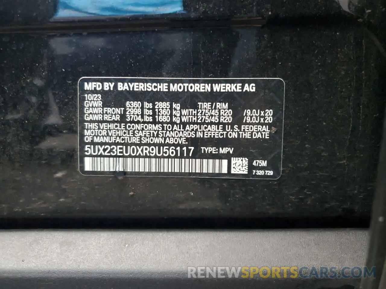 13 Photograph of a damaged car 5UX23EU0XR9U56117 BMW X5 2024