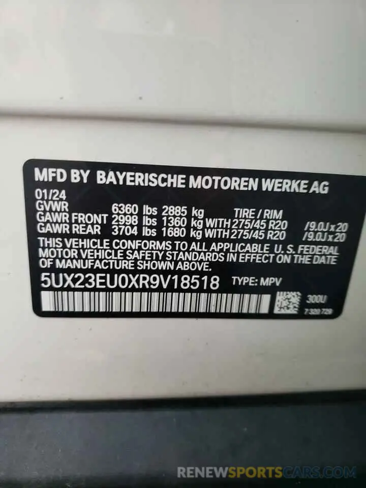 13 Photograph of a damaged car 5UX23EU0XR9V18518 BMW X5 2024