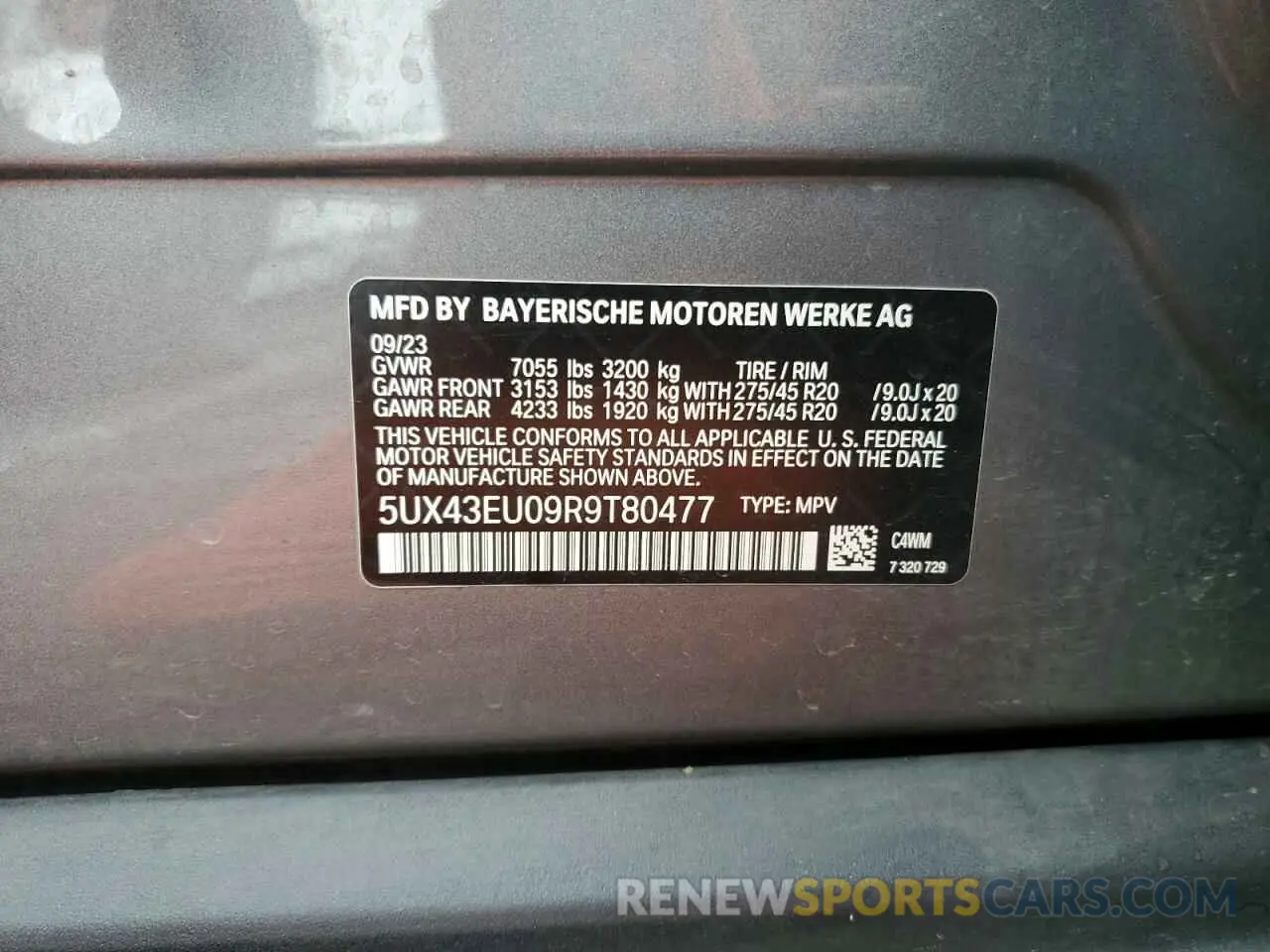 13 Photograph of a damaged car 5UX43EU09R9T80477 BMW X5 2024