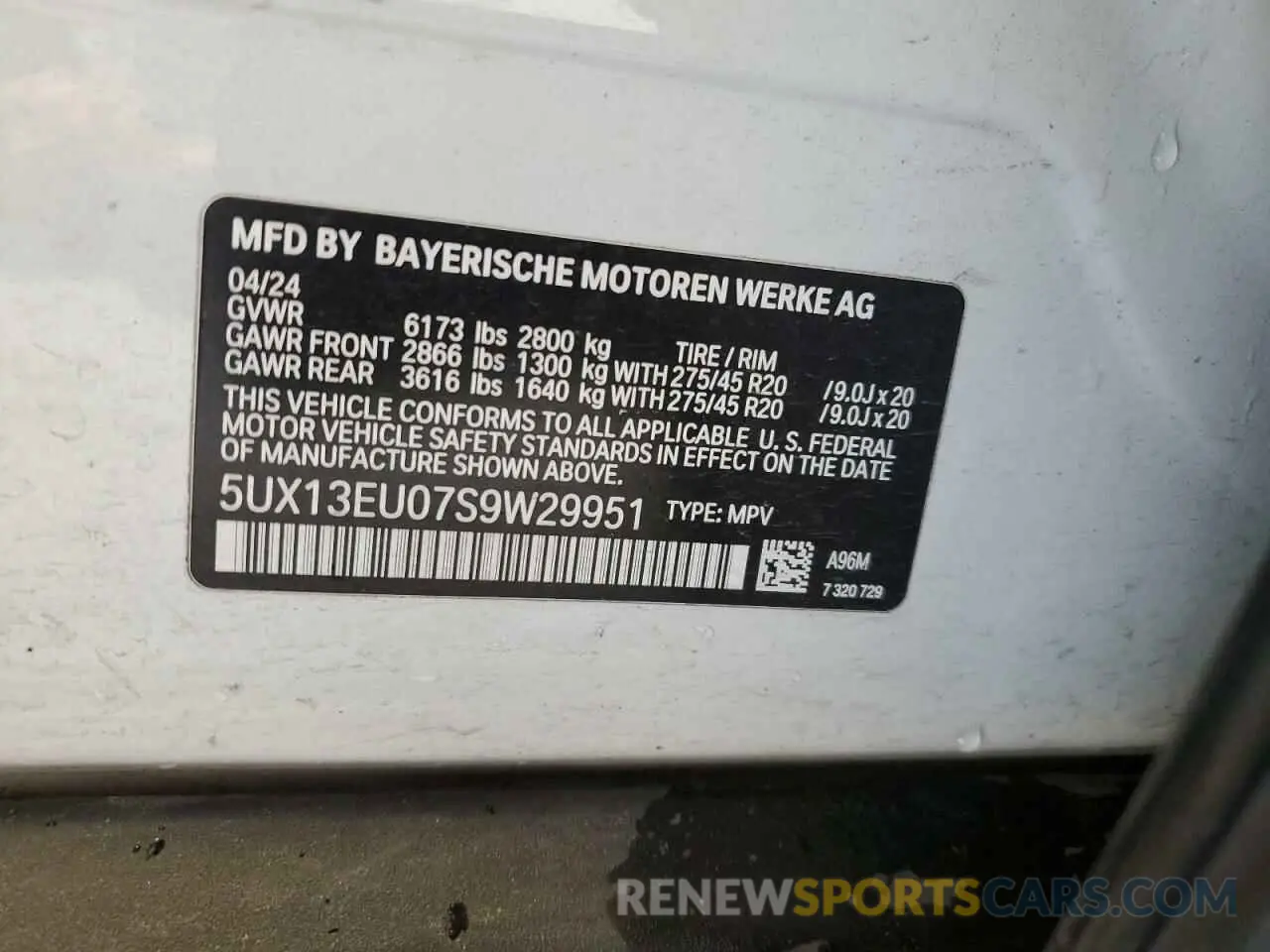 14 Photograph of a damaged car 5UX13EU07S9W29951 BMW X5 2025