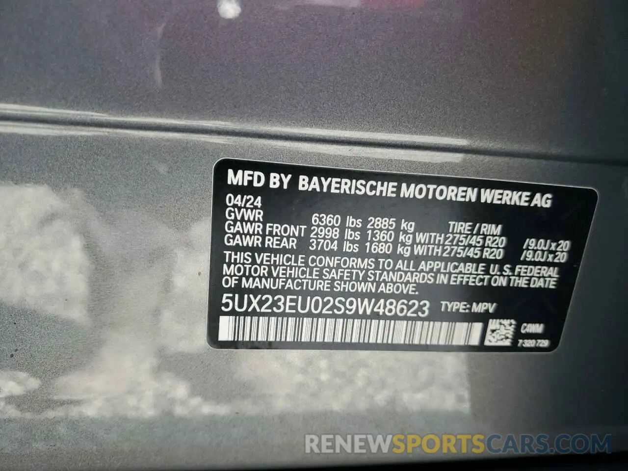13 Photograph of a damaged car 5UX23EU02S9W48623 BMW X5 2025