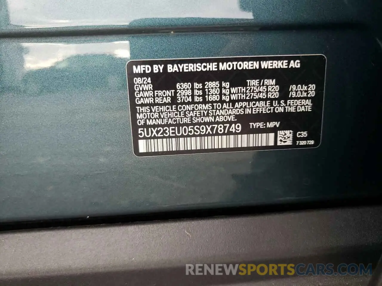 15 Photograph of a damaged car 5UX23EU05S9X78749 BMW X5 2025