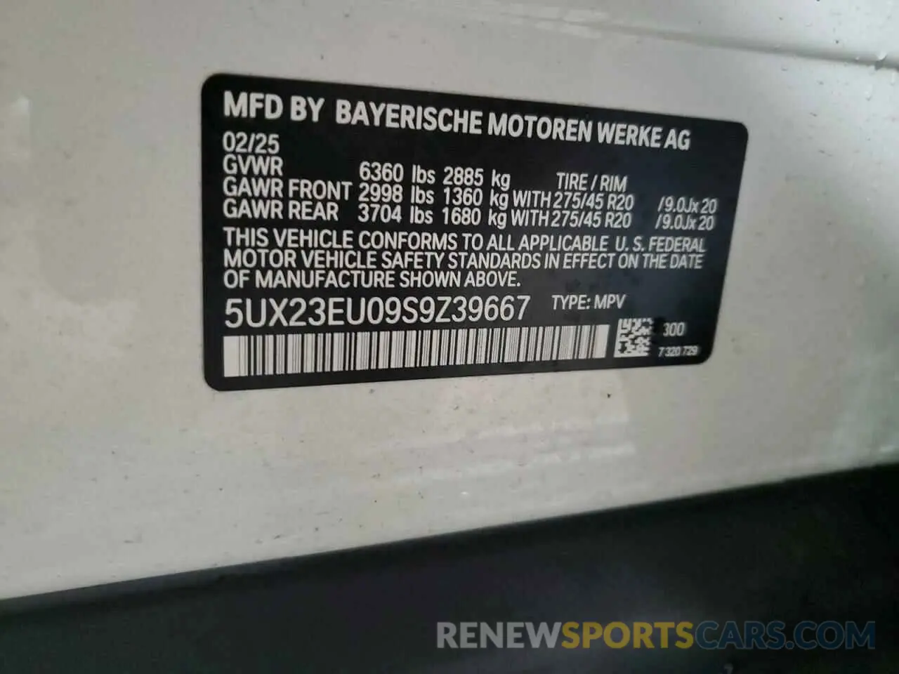 13 Photograph of a damaged car 5UX23EU09S9Z39667 BMW X5 2025