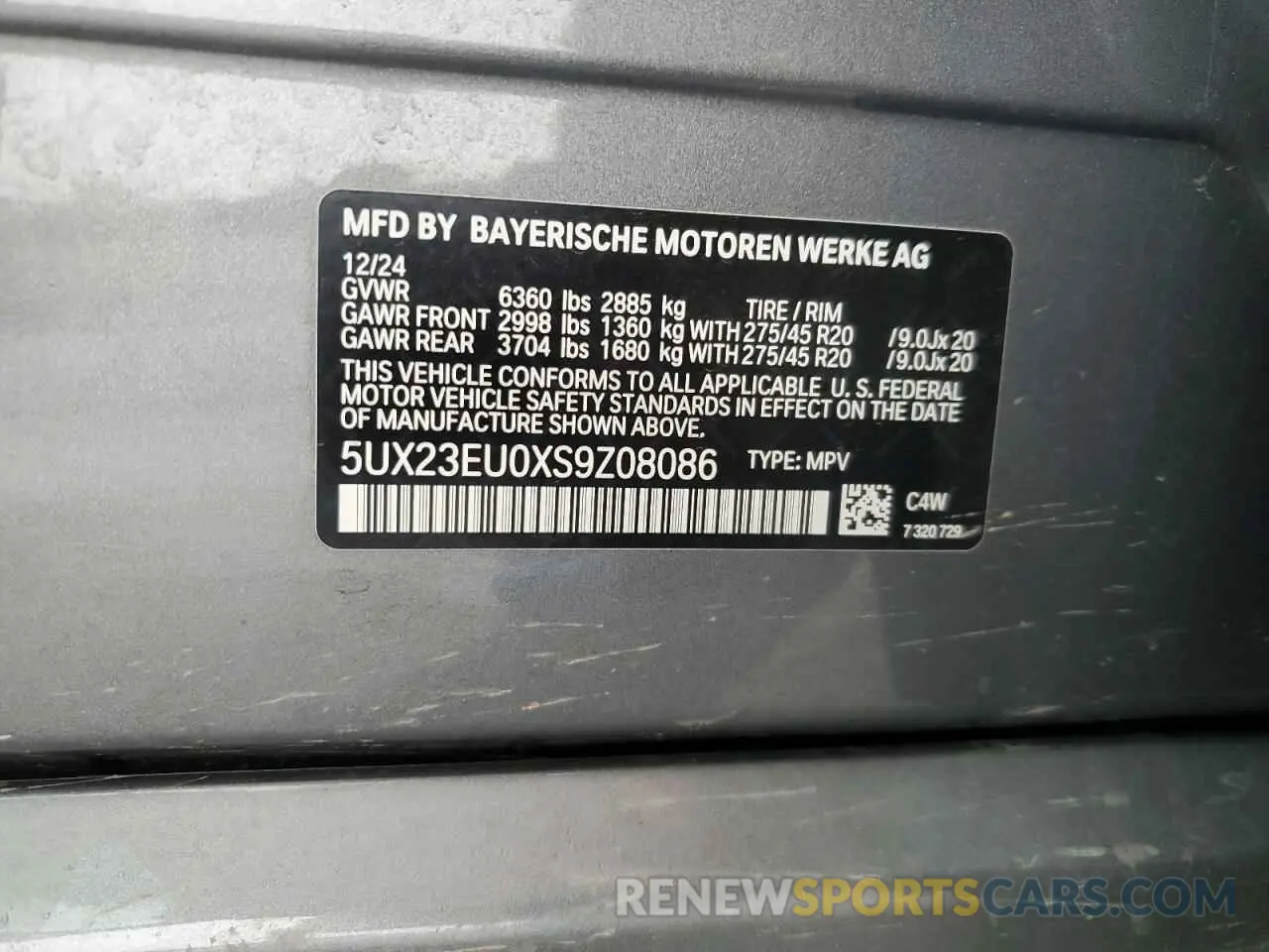 13 Photograph of a damaged car 5UX23EU0XS9Z08086 BMW X5 2025
