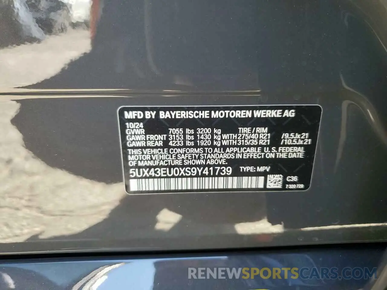 12 Photograph of a damaged car 5UX43EU0XS9Y41739 BMW X5 2025