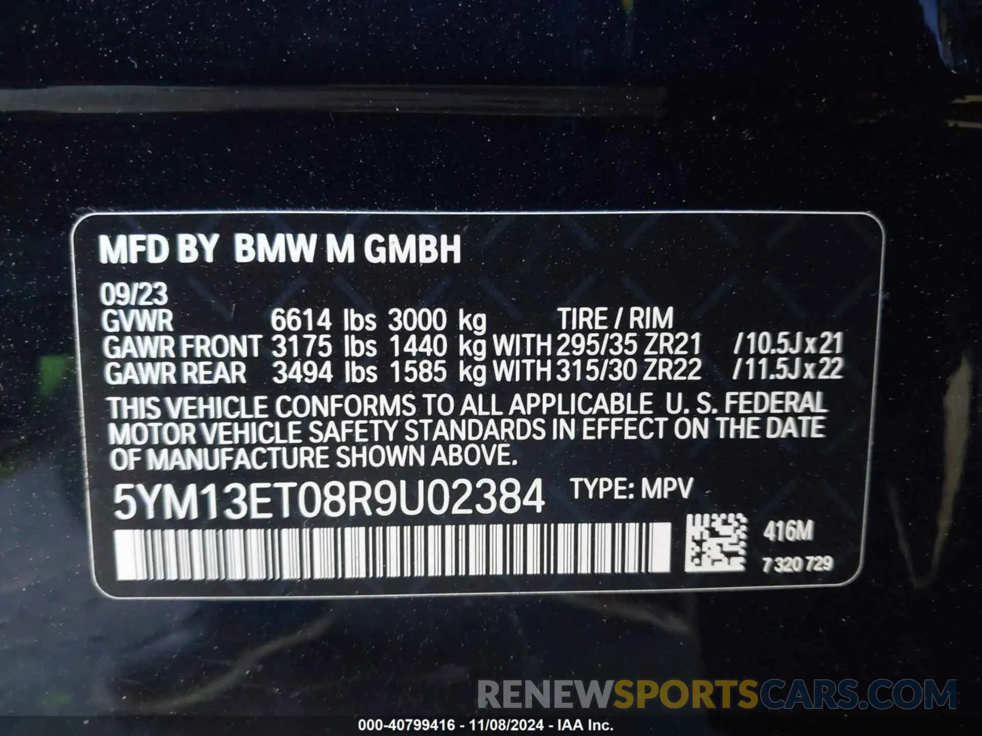 9 Photograph of a damaged car 5YM13ET08R9U02384 BMW X5 M 2024