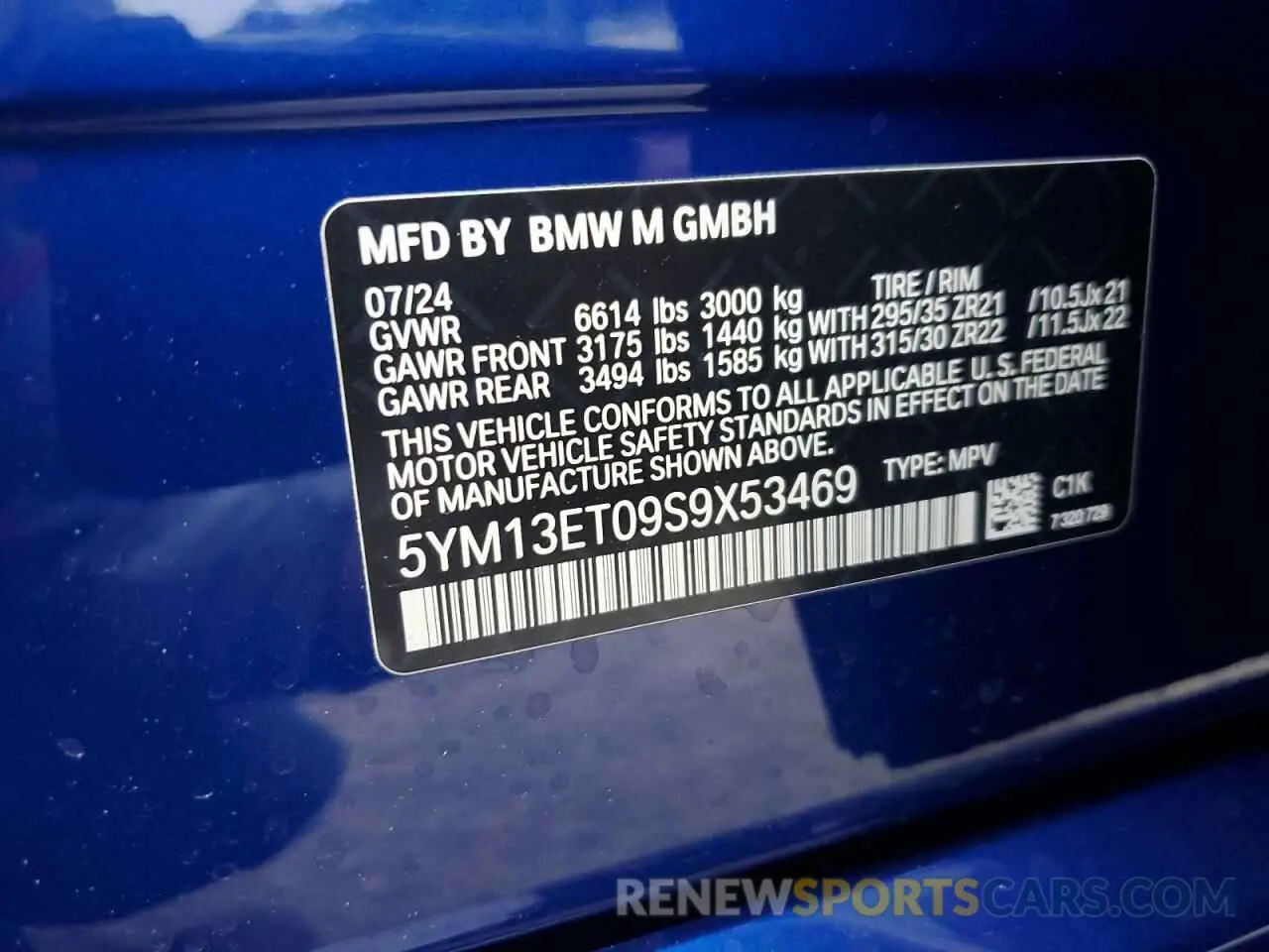 13 Photograph of a damaged car 5YM13ET09S9X53469 BMW X5 M COMPE 2025